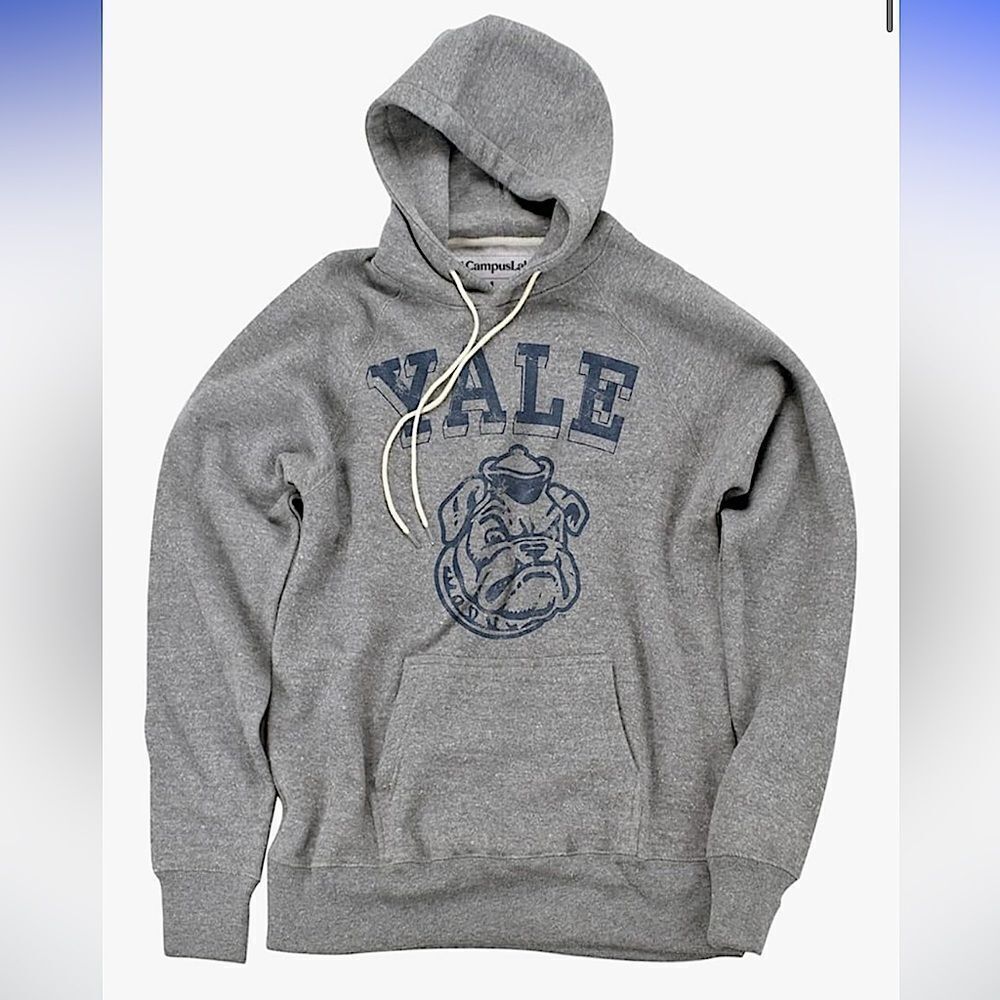Yale Bulldog Gray Hoodie Sweatshirt Size M